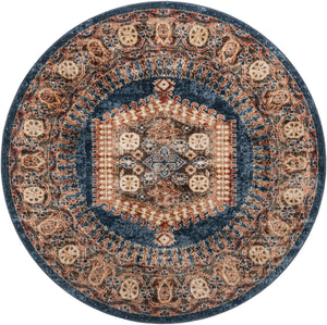 Blue 6' 1 x 6' 1 Utopia Round Area Rug Traditional Vintage Persian Inspired Vivid Color Durable Carpet for Unique Interiors for Sale at Rug Engine