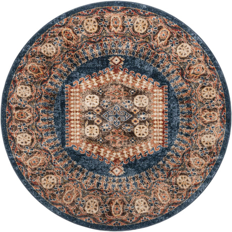 Blue 6' 1 x 6' 1 Utopia Round Area Rug Traditional Vintage Persian Inspired Vivid Color Durable Carpet for Unique Interiors for Sale at Rug Engine