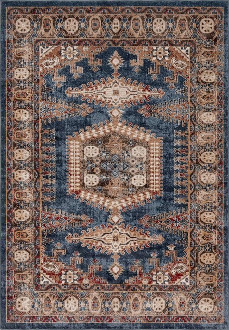 Blue 6' 1 x 9' Utopia Rectangle Area Rug Traditional Vintage Persian Inspired Vivid Color Durable Carpet for Unique Interiors for Sale at Rug Engine