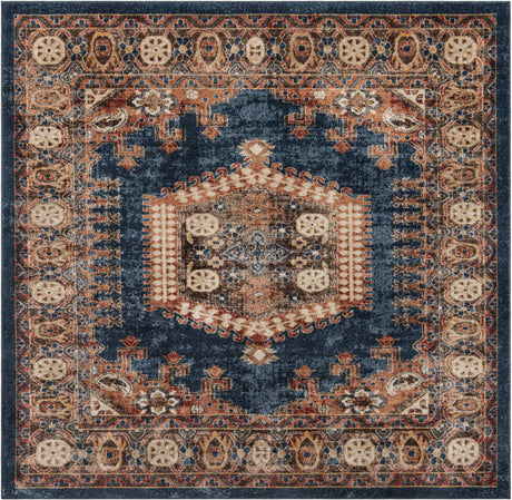 Blue 7' 10 x 7' 10 Utopia Square Area Rug Traditional Vintage Persian Inspired Vivid Color Durable Carpet for Unique Interiors for Sale at Rug Engine