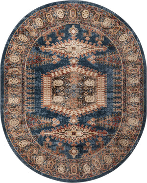 Blue 7' 10 x 10' Utopia Oval Area Rug Traditional Vintage Persian Inspired Vivid Color Durable Carpet for Unique Interiors for Sale at Rug Engine