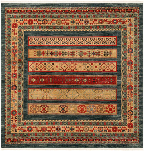 Blue 6' 1 x 6' 1 Fars Square Area Rug 100% Polypropylene Unique Traditional Carpet for Classical Living, Dining Room & Office Spaces for Sale at Rug Engine
