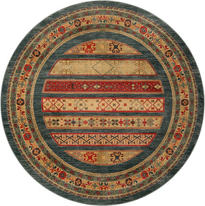 Blue 7' 10 x 7' 10 Fars Round Area Rug 100% Polypropylene Unique Traditional Carpet for Classical Living, Dining Room & Office Spaces for Sale at Rug Engine