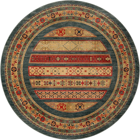 Blue 7' 10 x 7' 10 Fars Round Area Rug 100% Polypropylene Unique Traditional Carpet for Classical Living, Dining Room & Office Spaces for Sale at Rug Engine