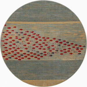 Blue 13' 1 x 13' 1 Fars Round Area Rug 100% Polypropylene Unique Traditional Carpet for Classical Living, Dining Room & Office Spaces for Sale at Rug Engine