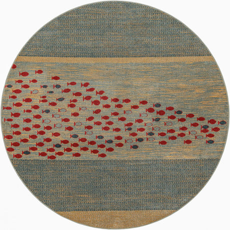 Blue 13' 1 x 13' 1 Fars Round Area Rug 100% Polypropylene Unique Traditional Carpet for Classical Living, Dining Room & Office Spaces for Sale at Rug Engine