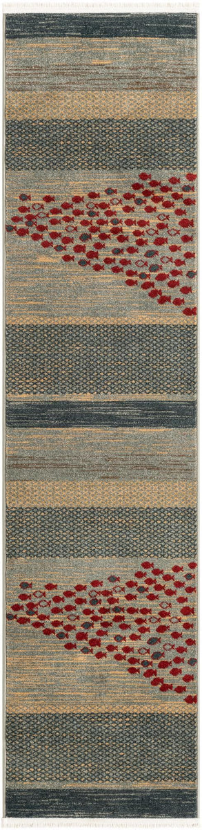 Fars Collection Area Rug Blue 2' x 8' Fars Runner Area Rug 100% Polypropylene Unique Traditiona ...