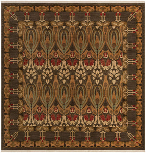 Brown 10' x 10' Edinburgh Square Area Rug 100% Polypropylene Easy Clean With Cotton Backing Traditional Classic Design Carpet for Living, Dining Room, Office for Sale at Rug Engine