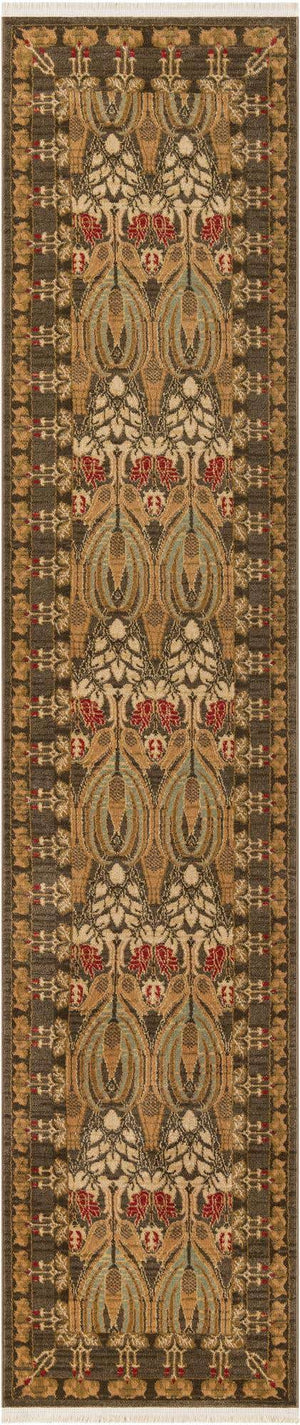 Brown 2' 7 x 12' Edinburgh Runner Area Rug 100% Polypropylene Easy Clean With Cotton Backing Traditional Classic Design Carpet for Living, Dining Room, Office for Sale at Rug Engine