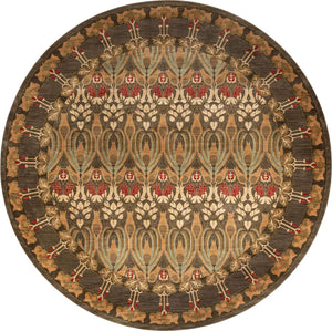 Brown 13' 1 x 13' 1 Edinburgh Round Area Rug 100% Polypropylene Easy Clean With Cotton Backing Traditional Classic Design Carpet for Living, Dining Room, Office for Sale at Rug Engine