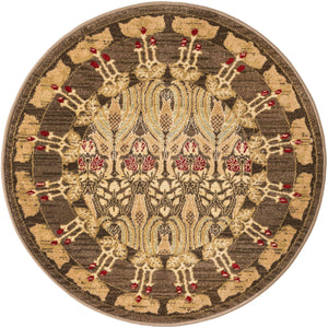 Brown 3' 1 x 3' 1 Edinburgh Round Area Rug 100% Polypropylene Easy Clean With Cotton Backing Traditional Classic Design Carpet for Living, Dining Room, Office for Sale at Rug Engine