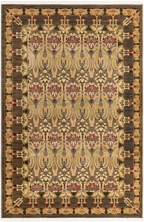 Brown 4' 1 x 6' 1 Edinburgh Rectangle Area Rug 100% Polypropylene Easy Clean With Cotton Backing Traditional Classic Design Carpet for Living, Dining Room, Office for Sale at Rug Engine