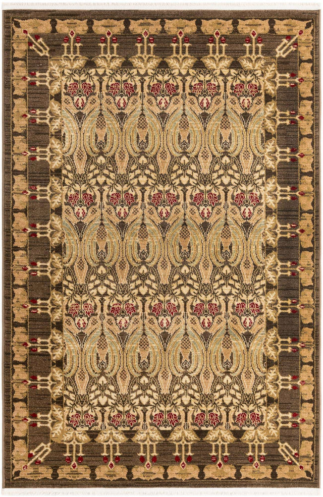 Brown 4' 1 x 6' 1 Edinburgh Rectangle Area Rug 100% Polypropylene Easy Clean With Cotton Backing Traditional Classic Design Carpet for Living, Dining Room, Office for Sale at Rug Engine