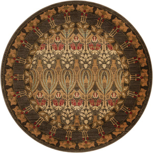 Brown 5' 1 x 5' 1 Edinburgh Round Area Rug 100% Polypropylene Easy Clean With Cotton Backing Traditional Classic Design Carpet for Living, Dining Room, Office for Sale at Rug Engine