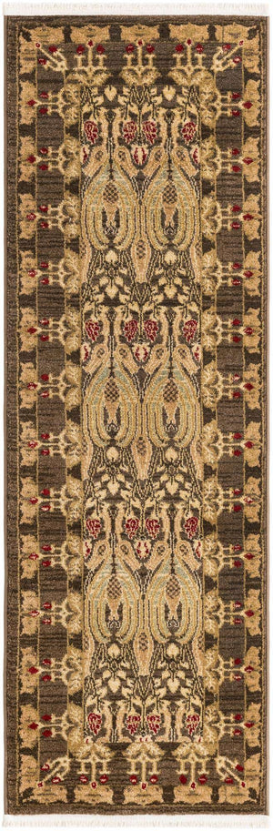Brown 2' x 6' 1 Edinburgh Runner Area Rug 100% Polypropylene Easy Clean With Cotton Backing Traditional Classic Design Carpet for Living, Dining Room, Office for Sale at Rug Engine