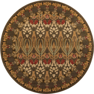 Brown 8' x 8' Edinburgh Round Area Rug 100% Polypropylene Easy Clean With Cotton Backing Traditional Classic Design Carpet for Living, Dining Room, Office for Sale at Rug Engine