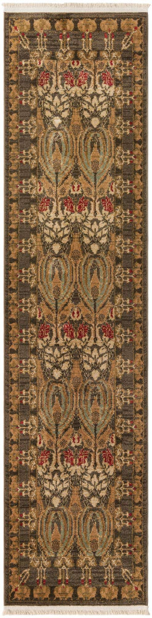 Brown 2' x 8' Edinburgh Runner Area Rug 100% Polypropylene Easy Clean With Cotton Backing Traditional Classic Design Carpet for Living, Dining Room, Office for Sale at Rug Engine