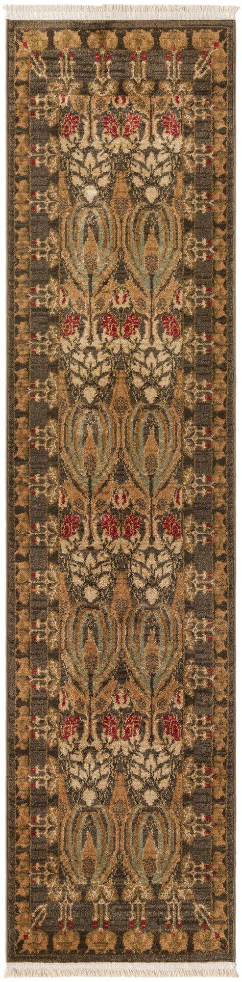 Brown 2' x 8' Edinburgh Runner Area Rug 100% Polypropylene Easy Clean With Cotton Backing Traditional Classic Design Carpet for Living, Dining Room, Office for Sale at Rug Engine