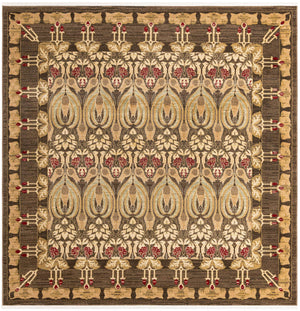 Brown 8' x 8' Edinburgh Square Area Rug 100% Polypropylene Easy Clean With Cotton Backing Traditional Classic Design Carpet for Living, Dining Room, Office for Sale at Rug Engine