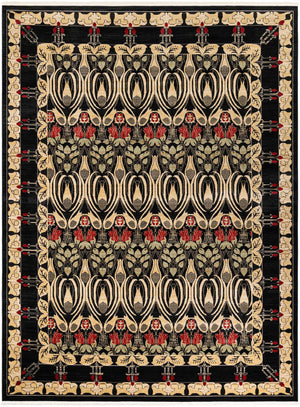 Black 10' x 13' 1 Edinburgh Rectangle Area Rug 100% Polypropylene Easy Clean With Cotton Backing Traditional Classic Design Carpet for Living, Dining Room, Office for Sale at Rug Engine