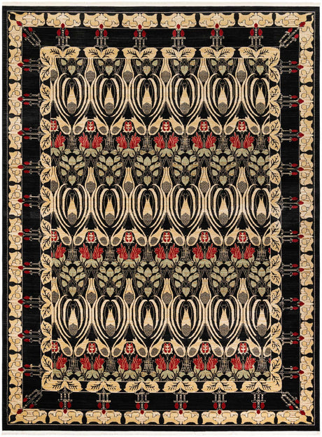 Black 10' x 13' 1 Edinburgh Rectangle Area Rug 100% Polypropylene Easy Clean With Cotton Backing Traditional Classic Design Carpet for Living, Dining Room, Office for Sale at Rug Engine