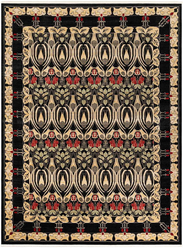 Black 10' x 13' 1 Edinburgh Rectangle Area Rug 100% Polypropylene Easy Clean With Cotton Backing Traditional Classic Design Carpet for Living, Dining Room, Office for Sale at Rug Engine