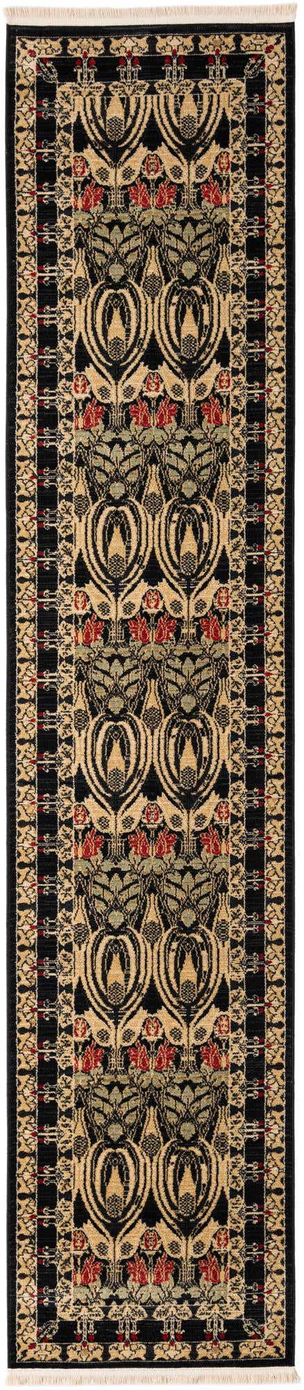 Black 2' 7 x 12' Edinburgh Runner Area Rug 100% Polypropylene Easy Clean With Cotton Backing Traditional Classic Design Carpet for Living, Dining Room, Office for Sale at Rug Engine