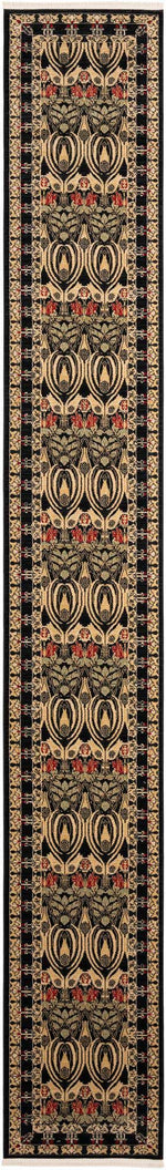 Black 2' 7 x 19' 8 Edinburgh Runner Area Rug 100% Polypropylene Easy Clean With Cotton Backing Traditional Classic Design Carpet for Living, Dining Room, Office for Sale at Rug Engine