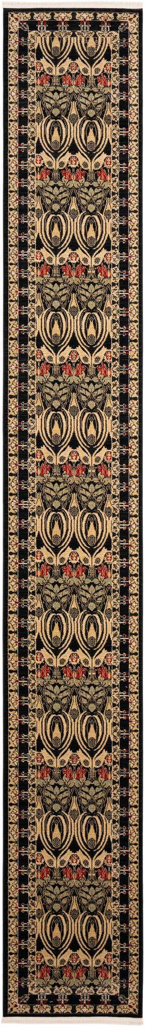 Black 2' 7 x 19' 8 Edinburgh Runner Area Rug 100% Polypropylene Easy Clean With Cotton Backing Traditional Classic Design Carpet for Living, Dining Room, Office for Sale at Rug Engine