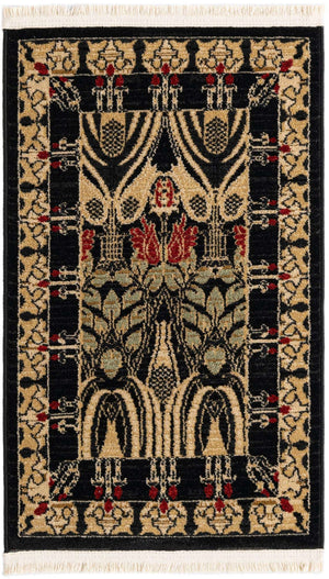 Black 2' x 3' 1 Edinburgh Rectangle Area Rug 100% Polypropylene Easy Clean With Cotton Backing Traditional Classic Design Carpet for Living, Dining Room, Office for Sale at Rug Engine