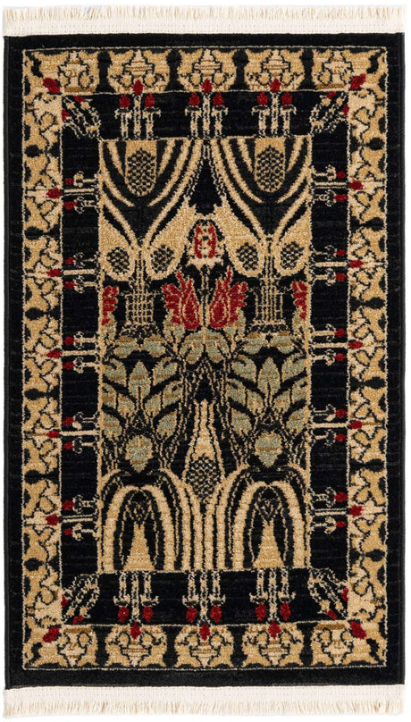 Black 2' x 3' 1 Edinburgh Rectangle Area Rug 100% Polypropylene Easy Clean With Cotton Backing Traditional Classic Design Carpet for Living, Dining Room, Office for Sale at Rug Engine