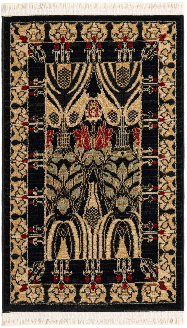 Black 2' x 3' 1 Edinburgh Rectangle Area Rug 100% Polypropylene Easy Clean With Cotton Backing Traditional Classic Design Carpet for Living, Dining Room, Office for Sale at Rug Engine