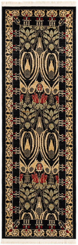 Black 2' x 6' 1 Edinburgh Runner Area Rug 100% Polypropylene Easy Clean With Cotton Backing Traditional Classic Design Carpet for Living, Dining Room, Office for Sale at Rug Engine
