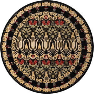 Black 8' x 8' Edinburgh Round Area Rug 100% Polypropylene Easy Clean With Cotton Backing Traditional Classic Design Carpet for Living, Dining Room, Office for Sale at Rug Engine