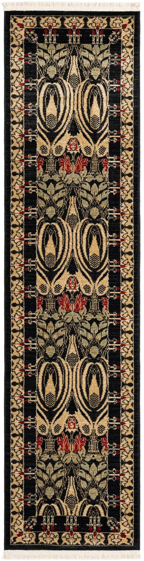 Black 2' x 8' Edinburgh Runner Area Rug 100% Polypropylene Easy Clean With Cotton Backing Traditional Classic Design Carpet for Living, Dining Room, Office for Sale at Rug Engine