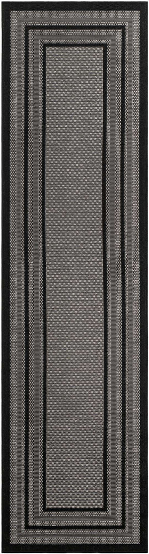 Gray 2' 7 x 10' Outdoor Border Runner Area Rug Weather Resistant for Patio, Deck, Terrace, Balcony, Porch 100% Polypropylene Classic Bordered Carpet for Sale at Rug Engine