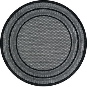 Gray 5' 3 x 5' 3 Outdoor Border Round Area Rug Weather Resistant for Patio, Deck, Terrace, Balcony, Porch 100% Polypropylene Classic Bordered Carpet for Sale at Rug Engine