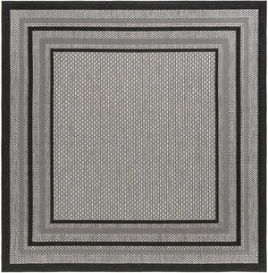 Gray 5' 3 x 5' 3 Outdoor Border Square Area Rug Weather Resistant for Patio, Deck, Terrace, Balcony, Porch 100% Polypropylene Classic Bordered Carpet for Sale at Rug Engine