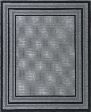 Gray 7' 10 x 10' Outdoor Border Rectangle Area Rug Weather Resistant for Patio, Deck, Terrace, Balcony, Porch 100% Polypropylene Classic Bordered Carpet for Sale at Rug Engine