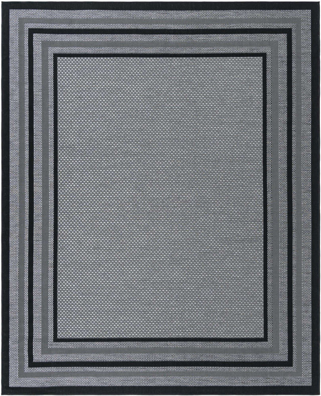 Gray 7' 10 x 10' Outdoor Border Rectangle Area Rug Weather Resistant for Patio, Deck, Terrace, Balcony, Porch 100% Polypropylene Classic Bordered Carpet for Sale at Rug Engine