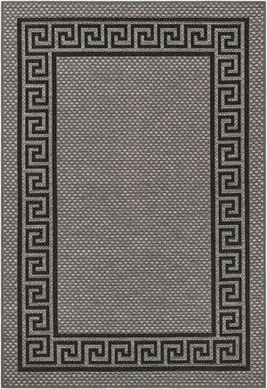 Gray 4' 1 x 6' 1 Outdoor Border Rectangle Area Rug Weather Resistant for Patio, Deck, Terrace, Balcony, Porch 100% Polypropylene Classic Bordered Carpet for Sale at Rug Engine