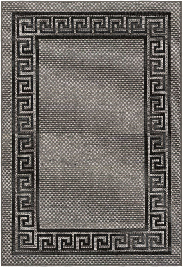 Gray 4' 1 x 6' 1 Outdoor Border Rectangle Area Rug Weather Resistant for Patio, Deck, Terrace, Balcony, Porch 100% Polypropylene Classic Bordered Carpet for Sale at Rug Engine