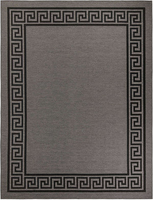 Gray 9' x 12' Outdoor Border Rectangle Rug