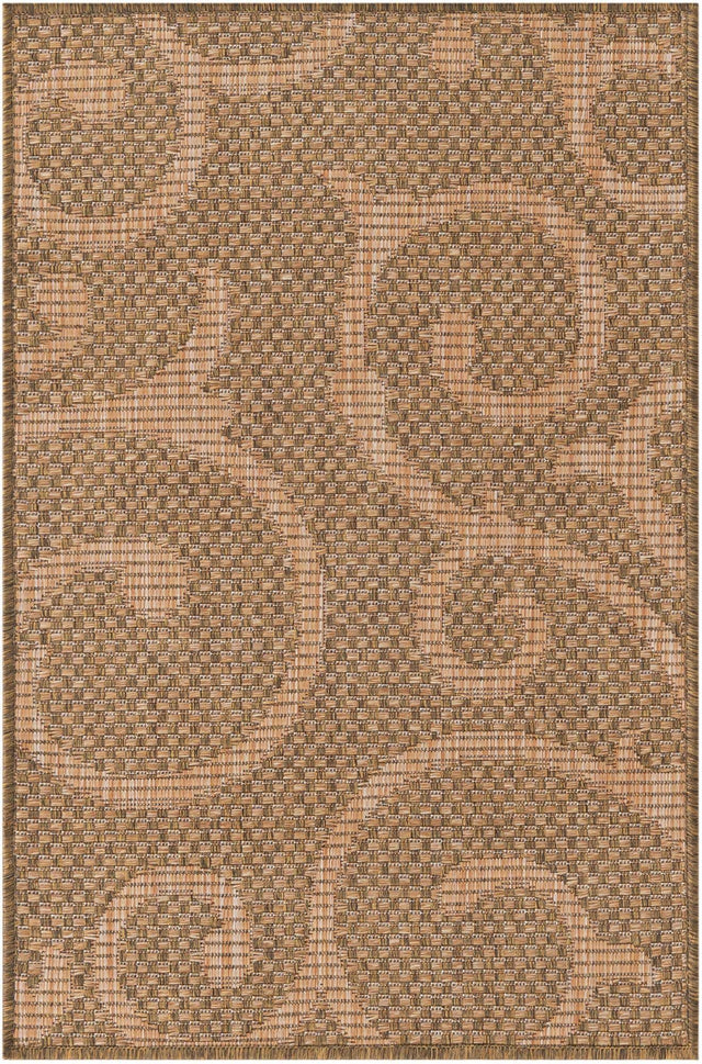 Brown 2' x 3' 1 Outdoor Botanical Rectangle Area Rug Weather Resistant for Patio, Deck, Terrace, Balcony, Porch Polypropylene Garden Floral Tropical Carpet for Sale at Rug Engine
