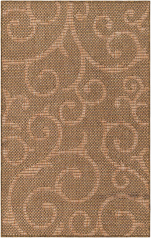 Brown 3' 3 x 5' 3 Outdoor Botanical Rectangle Area Rug Weather Resistant for Patio, Deck, Terrace, Balcony, Porch Polypropylene Garden Floral Tropical Carpet for Sale at Rug Engine