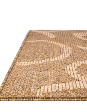 Brown 2' x 6' 1 Outdoor Botanical Runner Area Rug Weather Resistant for Patio, Deck, Terrace, Balcony, Porch Polypropylene Garden Floral Tropical Carpet for Sale at Rug Engine
