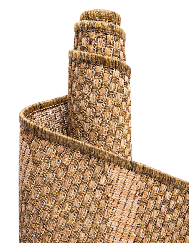 Brown 2' x 6' 1 Outdoor Botanical Runner Area Rug Weather Resistant for Patio, Deck, Terrace, Balcony, Porch Polypropylene Garden Floral Tropical Carpet for Sale at Rug Engine