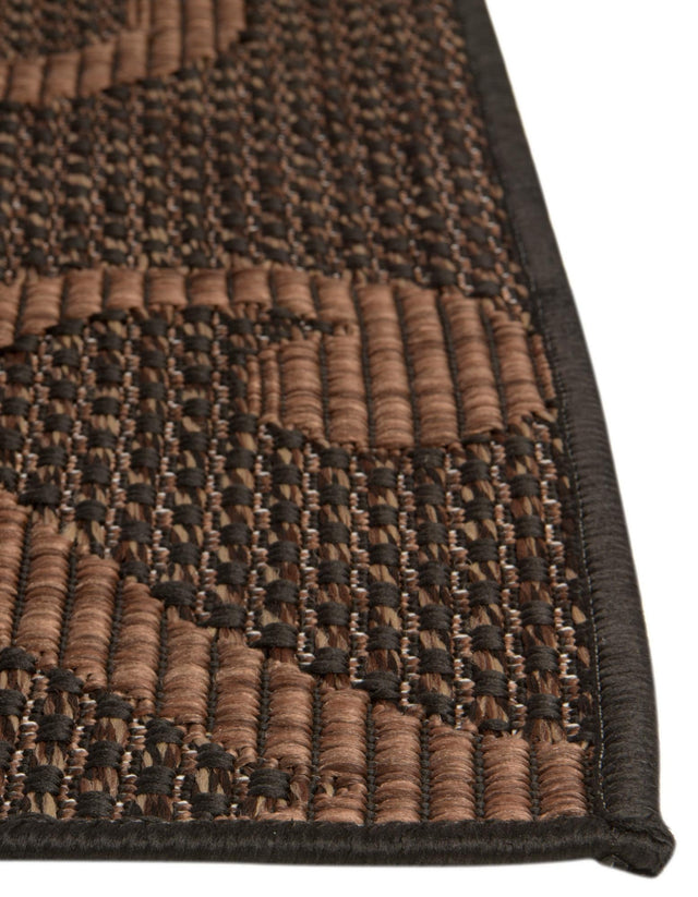 Chocolate Brown 2' x 6' 1 Outdoor Botanical Runner Area Rug Weather Resistant for Patio, Deck, Terrace, Balcony, Porch Polypropylene Garden Floral Tropical Carpet for Sale at Rug Engine
