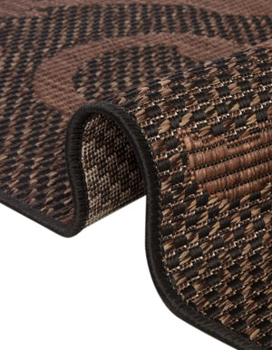 Chocolate Brown 2' x 6' 1 Outdoor Botanical Runner Area Rug Weather Resistant for Patio, Deck, Terrace, Balcony, Porch Polypropylene Garden Floral Tropical Carpet for Sale at Rug Engine