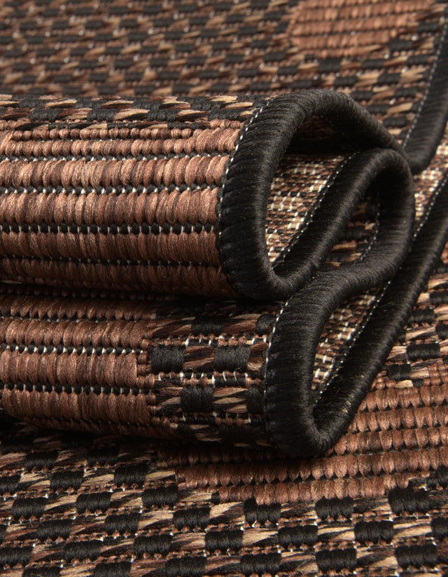 Chocolate Brown 2' x 6' 1 Outdoor Botanical Runner Area Rug Weather Resistant for Patio, Deck, Terrace, Balcony, Porch Polypropylene Garden Floral Tropical Carpet for Sale at Rug Engine